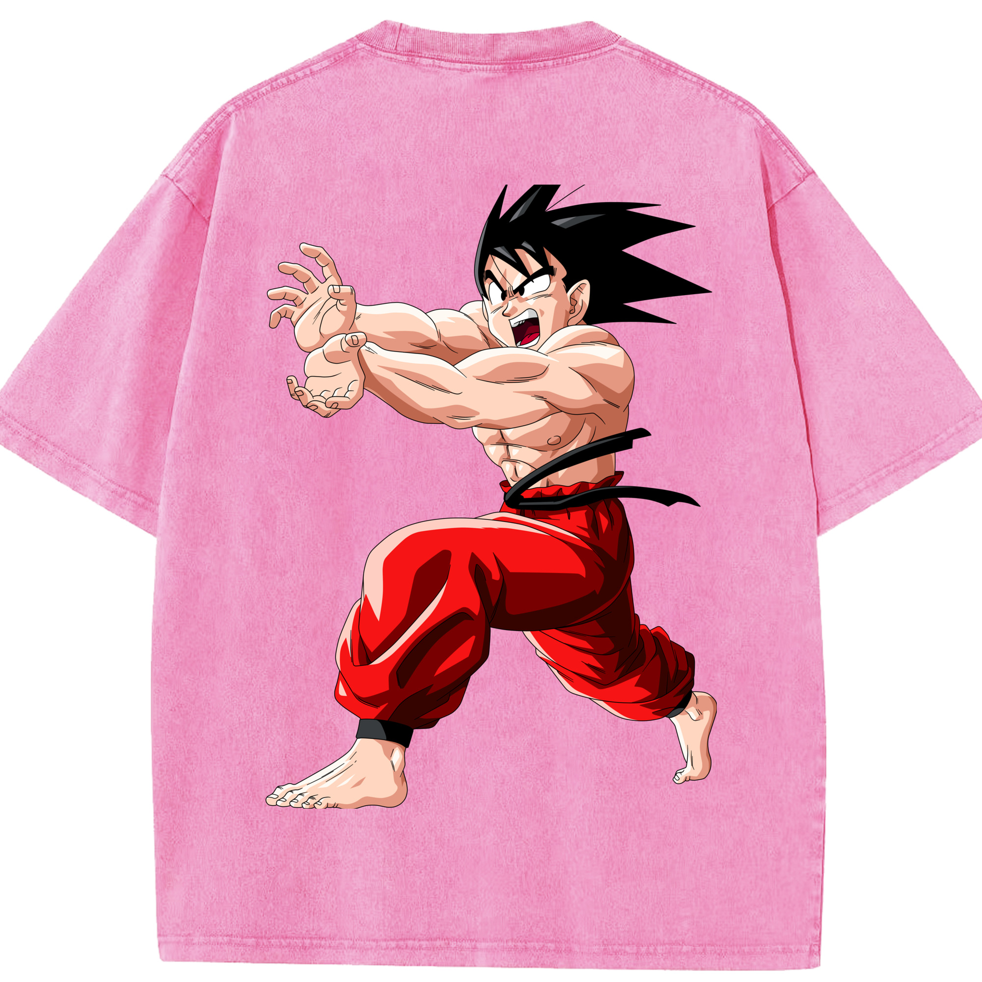 （画像用） ドラゴンボール 孫悟空（そん ごくう）Son Goku カカロット DRAGON BALL Kakarotto 綿100% ヴィンテージ風 半袖Tシャツ（背面プリント）